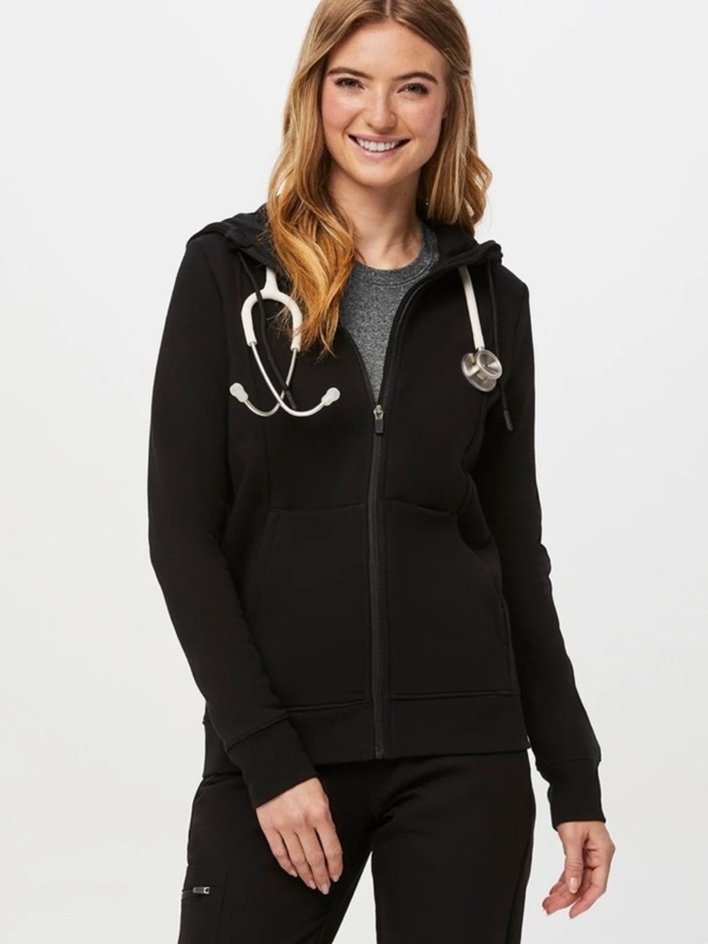 Figs On Shift Black Full Zip Hoodie (M)